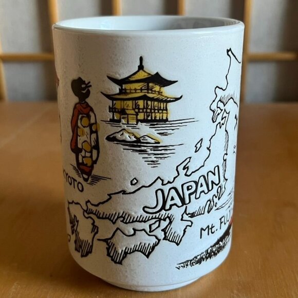 Set Of 2 Japan Themed Yunomi Tea Cups Mino Ware Sushi - Picture 5 of 7